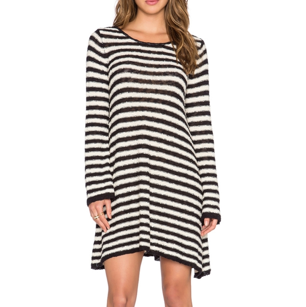 Free People Black and White Striped Mini Dress